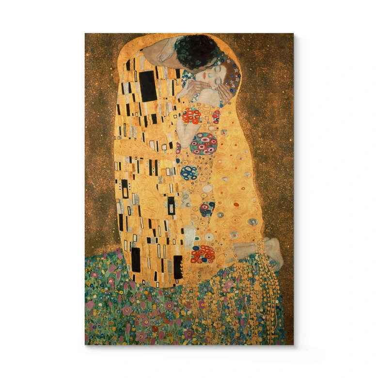 Holzbild Kunstdruck - Klimt - Der Kuss 