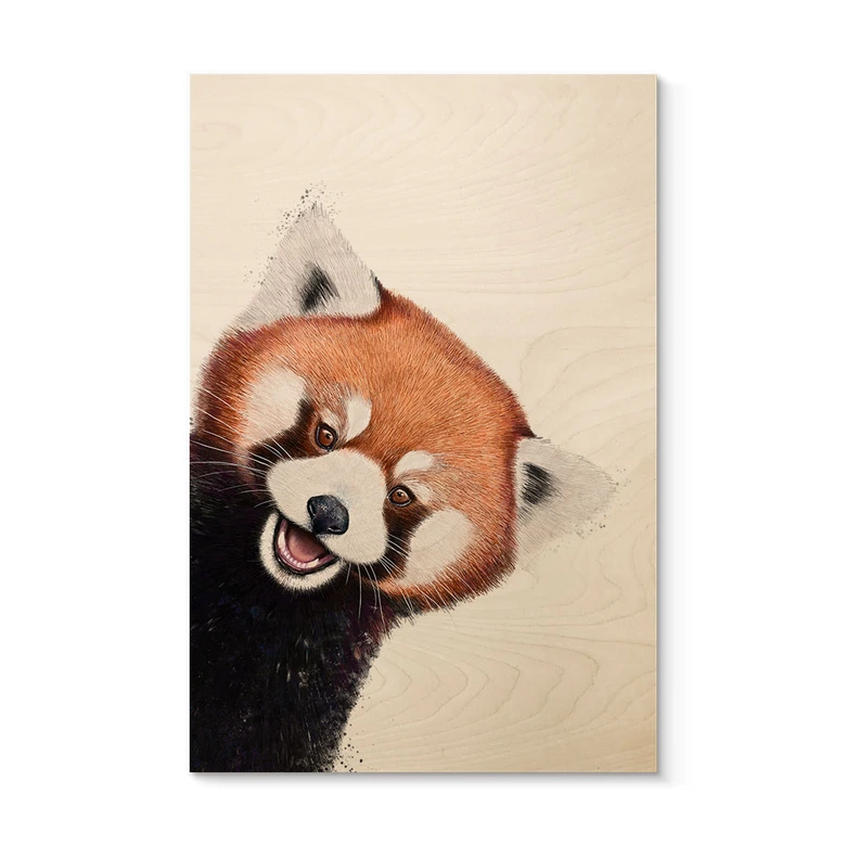 Tableau en bois Panda rouge - Korenkova 