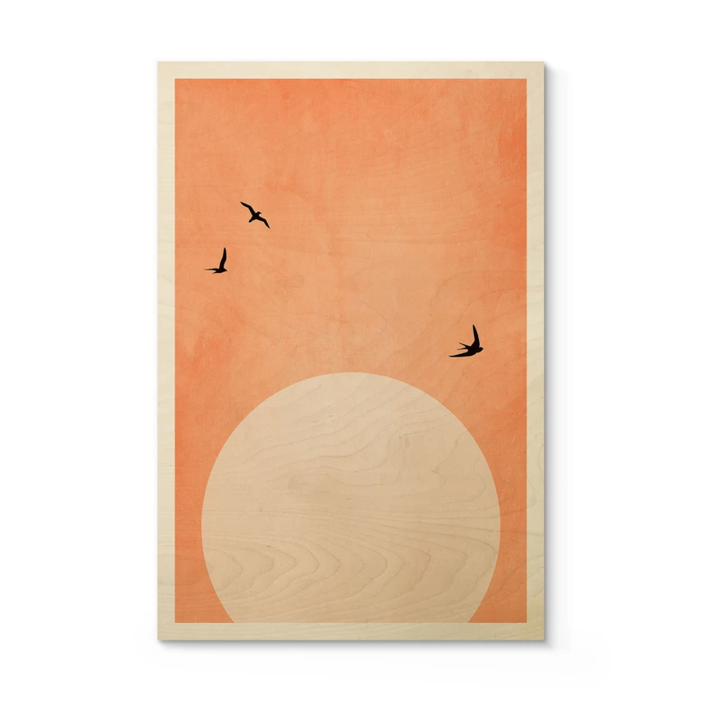 Holzbild Apricot Sonnenuntergang - Kubistika 
