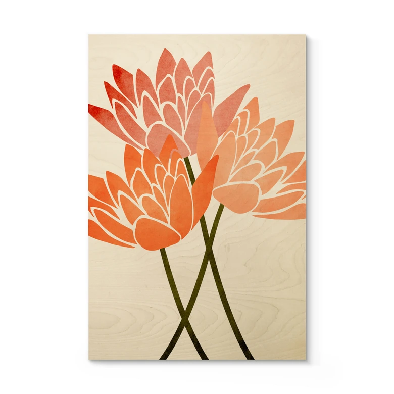 Holzbild Farbenfrohe Lotusblumen - Kubistika 