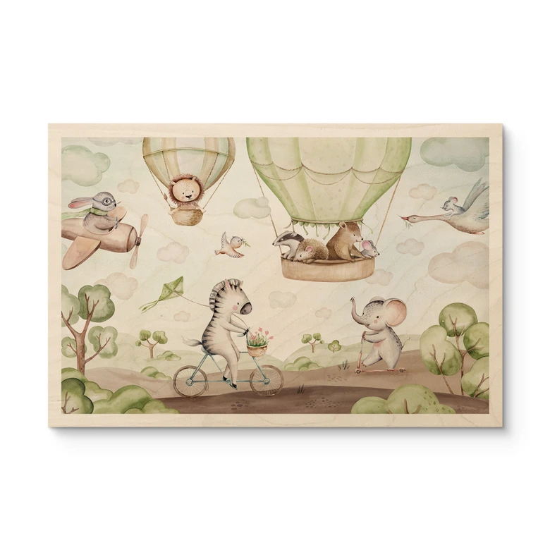 Trätavla ballongflygning av djurvännerna - Kvilis 
