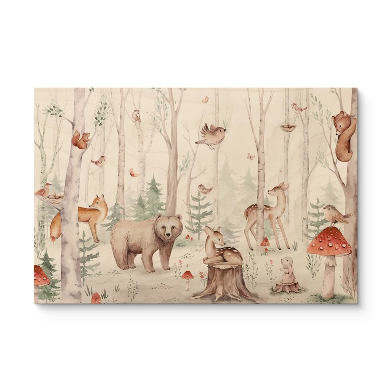 Trätavla av skogsdjur på hösten - Kvilis 