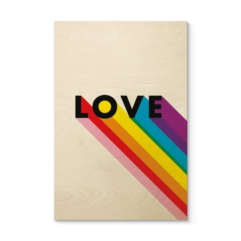 Holzbild LGBTQIA+ Love Regenbogen 