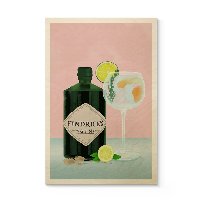 Holzbild Gin Tonic Cocktail - Lizde 