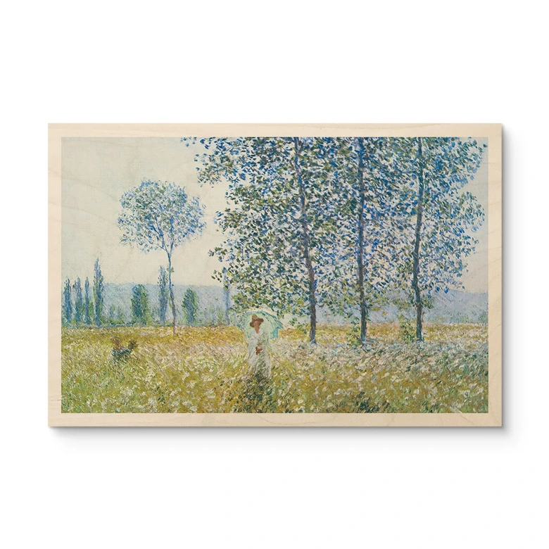 Holzbild Monet - Felder im Frühling 