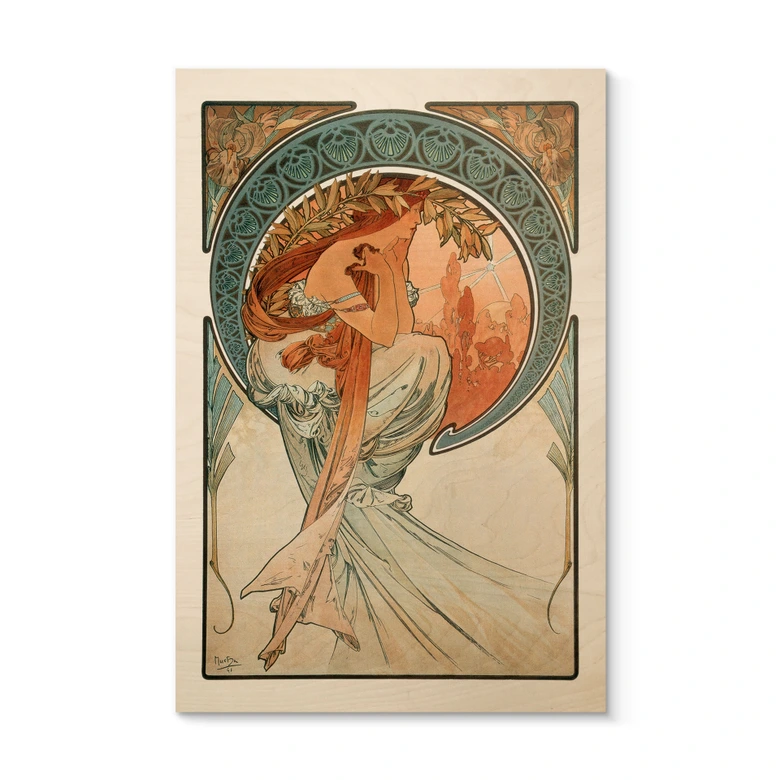 Holzbild Mucha - Vier Künste: Die Poesie 