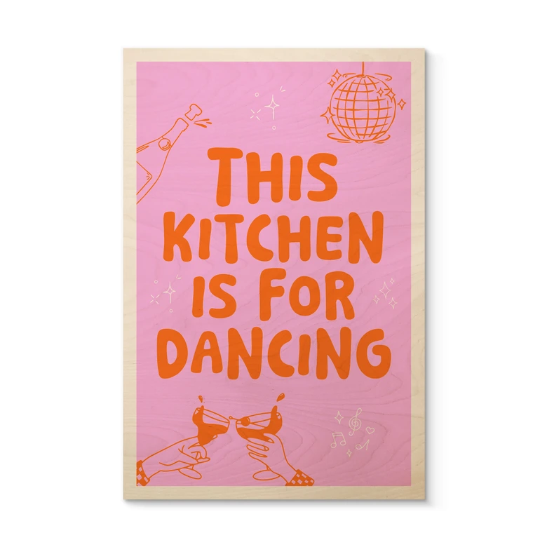 Wood Print This kitchen is for dancing - Ohkimiko 