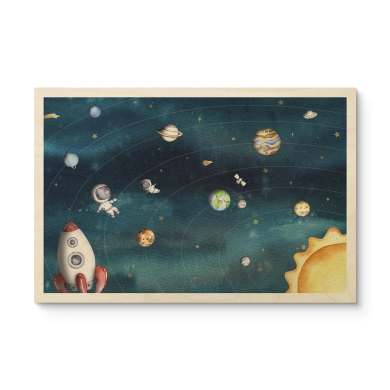 Holzbild Weltraum Abenteuer mit Astronauten - Oliver Robins 
