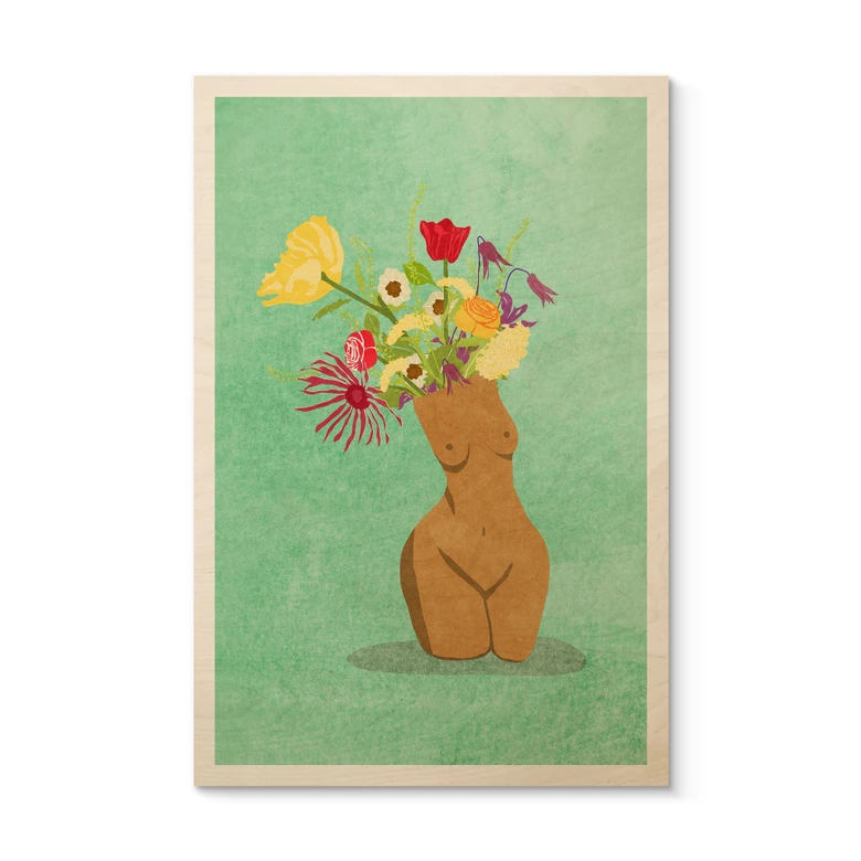 Tableau sur bois Féminité en fleur - Oltmanns 