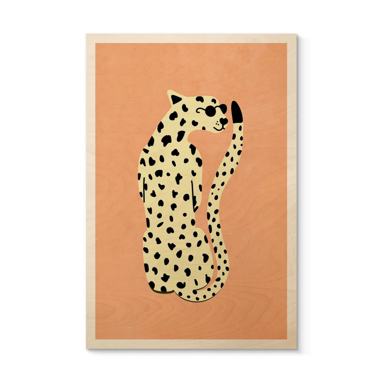 Holzbild Eleganter Gepard mit Sonnenbrille - Oltmanns 