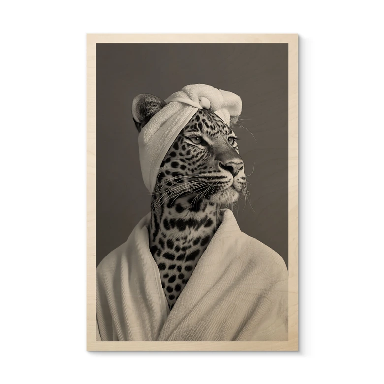 Holzbild Royale Spa-Auszeit mit Leopard - Rahner 