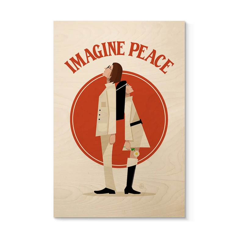 Holzbild Imagine Peace - Zwei für Frieden und Hoffnung - Retrodrome 