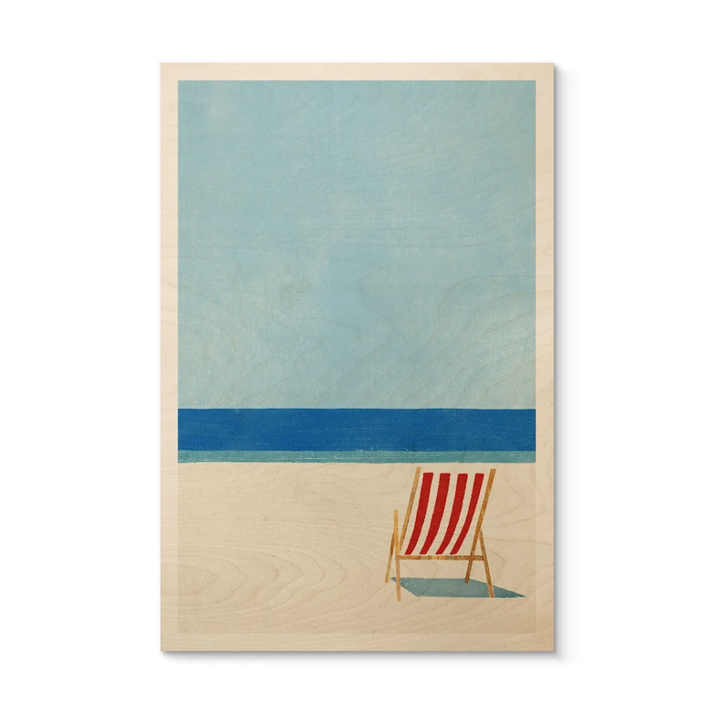 Holzbild Liegestuhl mit Blick aufs Meer - Rivers 