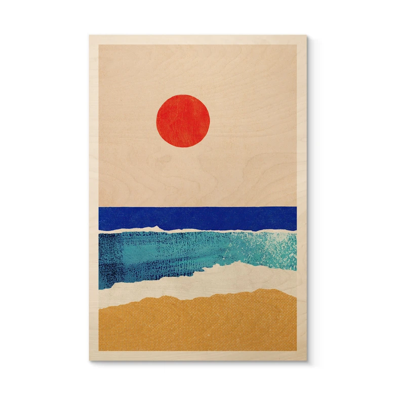 Tableau sur bois Plage calme au coucher du soleil - Rivers 