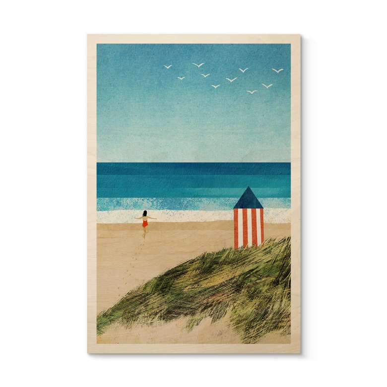 Tableau sur bois Vacances à la mer avec vue sur les dunes - Rivers 