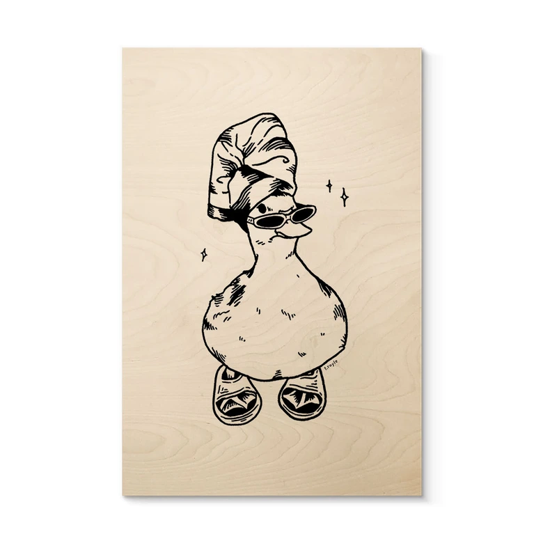 Holzbild Coole Spa-Ente mit Sonnenbrille - Royle 