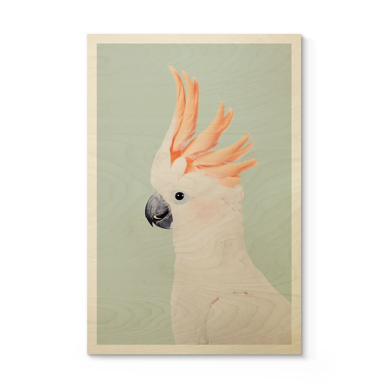 Houten Poster - Roze kaketoe dierenportret - Sisi & Seb 