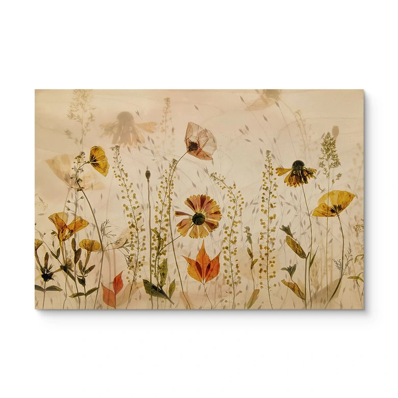 Tableau bois Fleurs sauvages des champs au soleil - Talen 