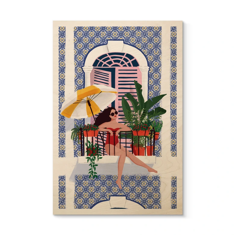 Cuadro de madera de vacaciones en el balcón - Tomljanovic 