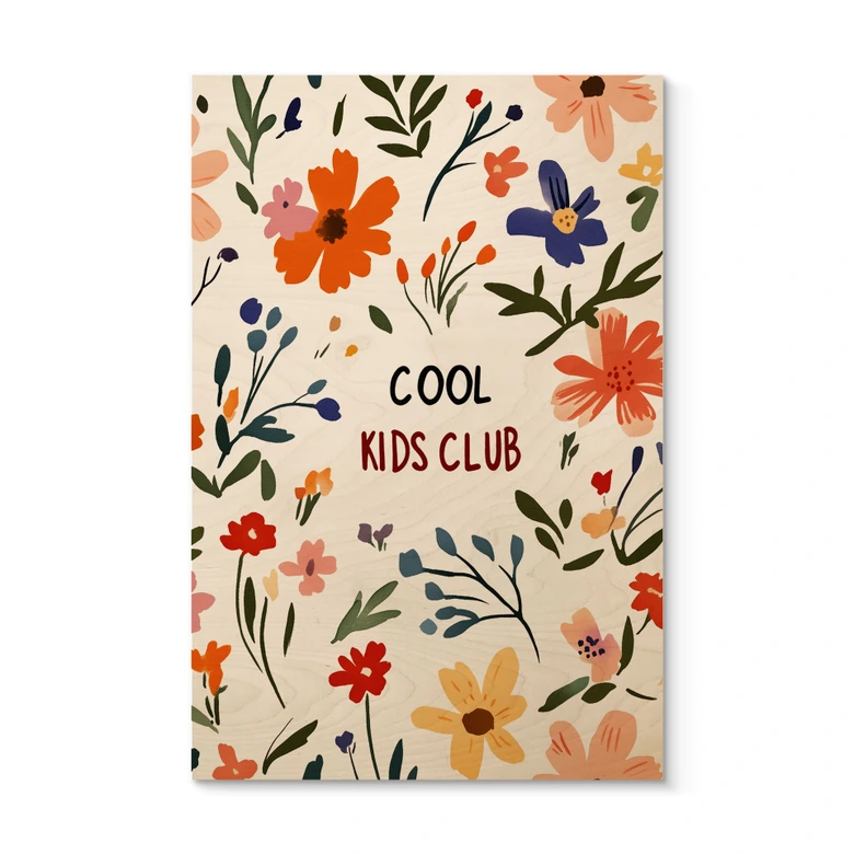 Houten Wanddecoratie Cool Kids Club Kleurrijke bloemen - Treechild 