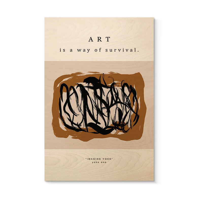 Cuadro de madera Pinceladas negras - Imagine Yoko - Treechild 