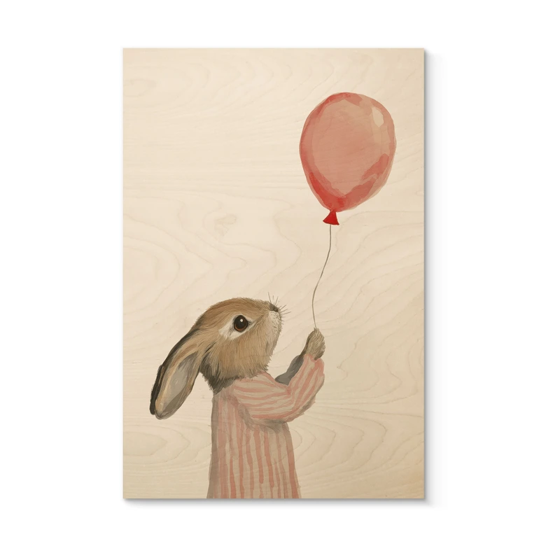 Billede af træ sød kanin med ballon - Treechild 