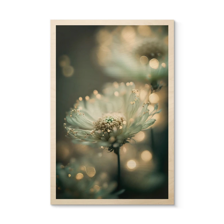 Tableau sur bois Délicat scintillement des fleurs - Treechild 