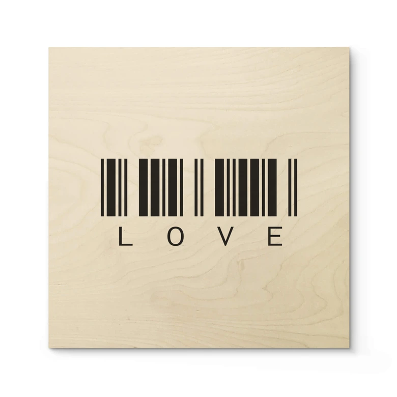 Tableau sur bois Code barre Love - Carré 