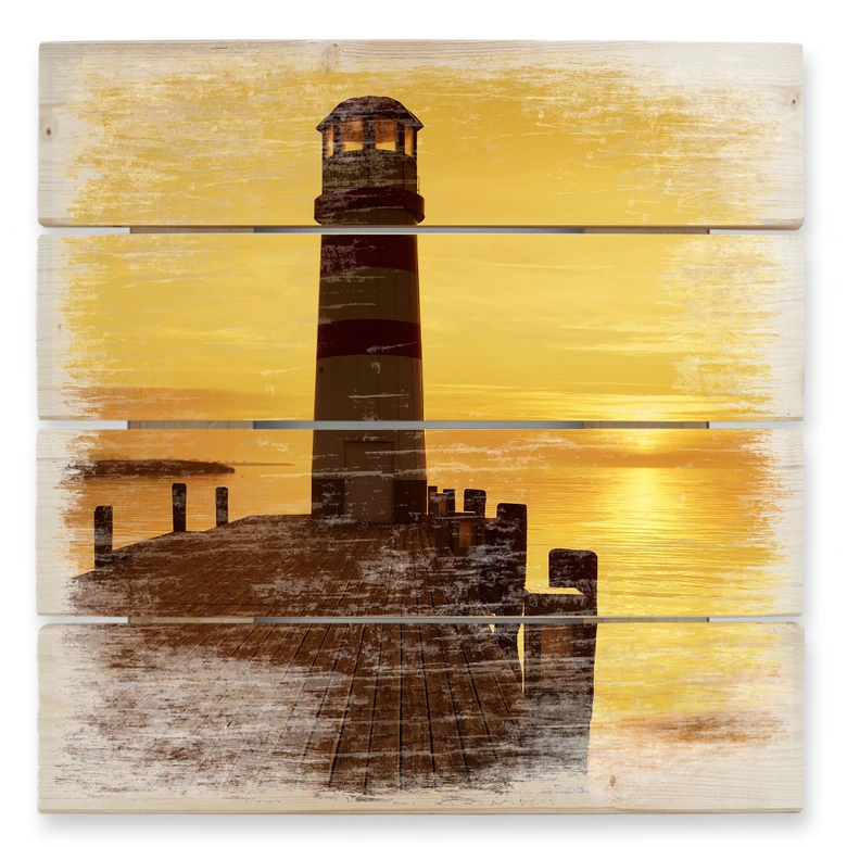 Holzbild Ein Tag geht zu Ende - 40x41,5 cm 