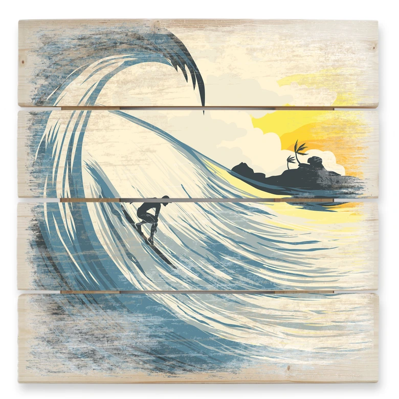 Holzbild Tropical Island Wave - 40x41,5 cm 