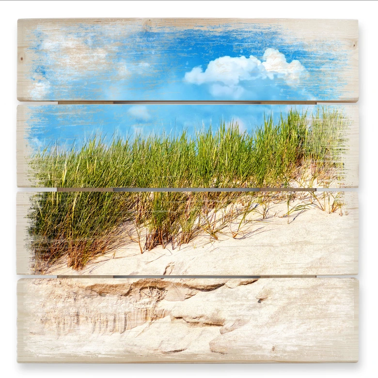 Holzbild Ostsee Dünenlandschaft - 40x41,5 cm 