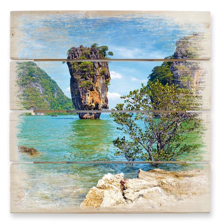 Holzbild Khao Ta-Pu Island - 40x41,5 cm 