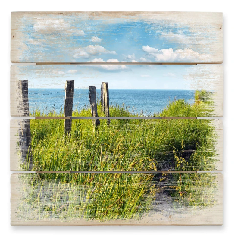 Holzbild Weg zum Meer - 40x41,5 cm 