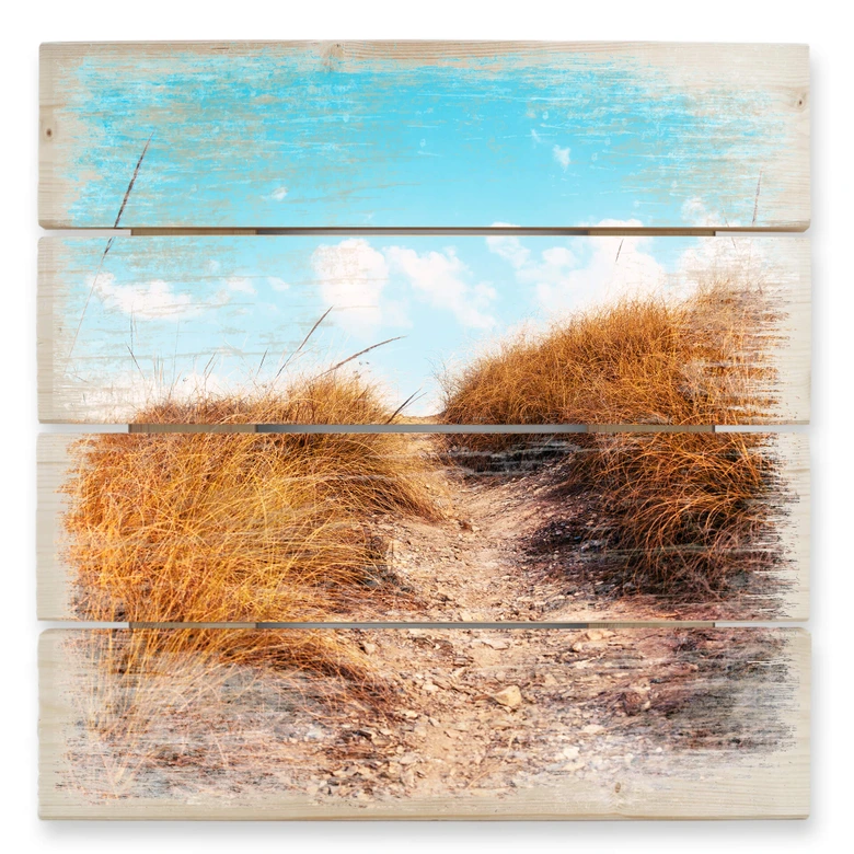 Holzbild Strandaufgang - 40x41,5 cm 