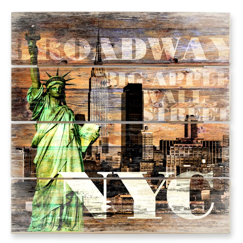 Cuadro de madera Paisaje New York - 40x41,5 cm 