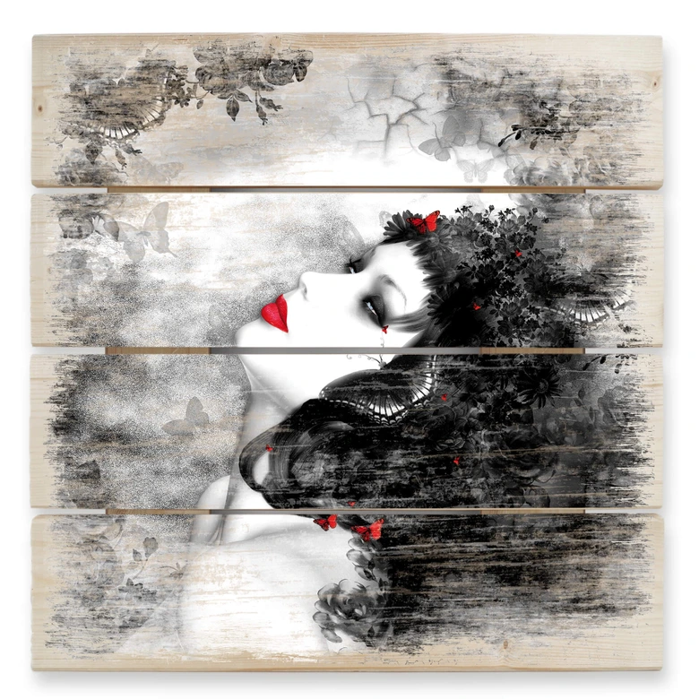 Cuadro de madera Mariposa negra Imago - 40x41,5 cm 