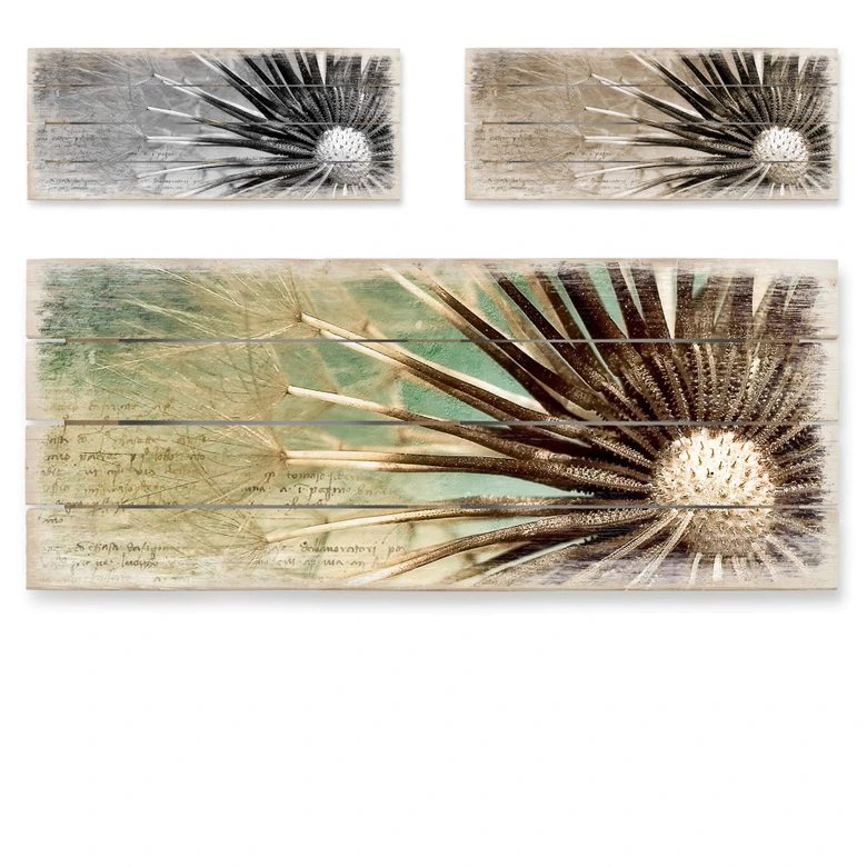 Holzbild Pusteblumen-Poesie - Panorama 