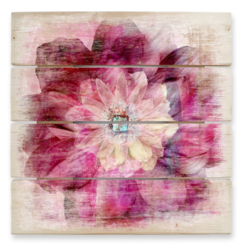 Holzbild Pink Peony - 40x41,5 cm 