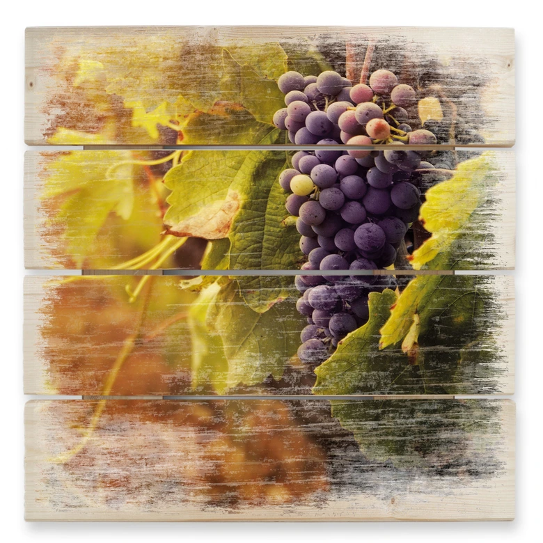 Holzbild Toskanische Weinrebe - 40x41,5 cm 