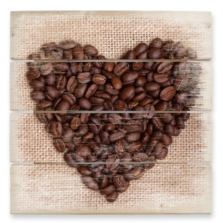 Cuadro de madera I love Café - 40x41,5 cm 