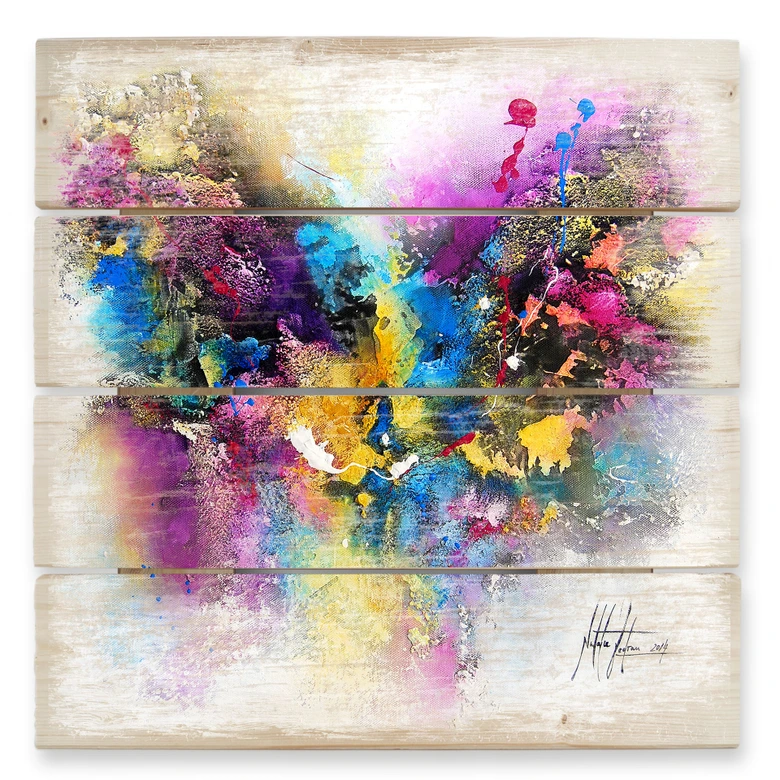 Holzbild Fedrau - Lilaliebe - 40x41,5 cm 