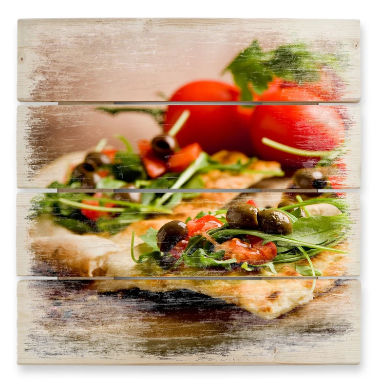 Holzbild Pizza all'Italiana - 40x41,5 cm 