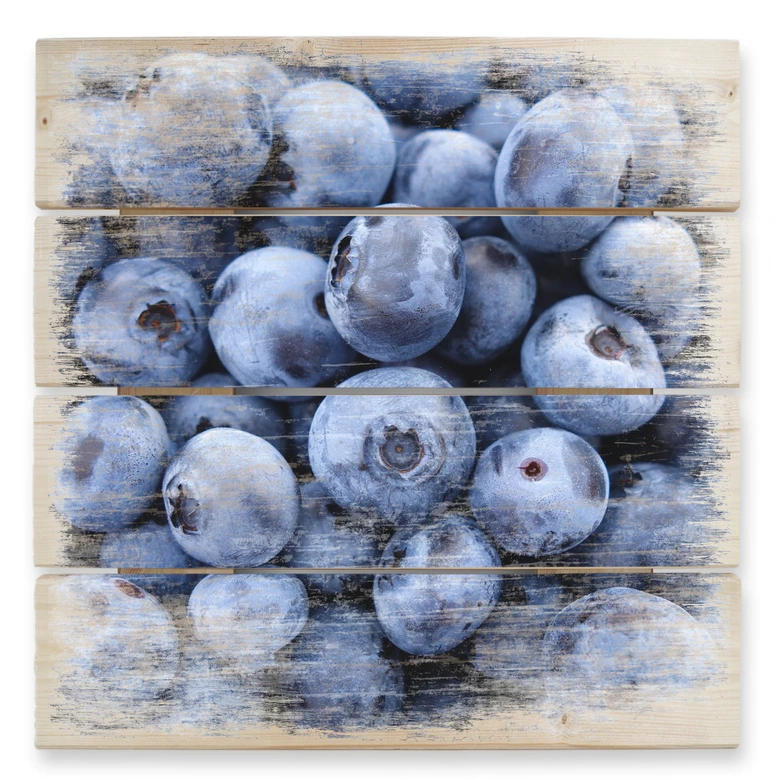 Holzbild Blaubeeren - 40x41,5 cm 