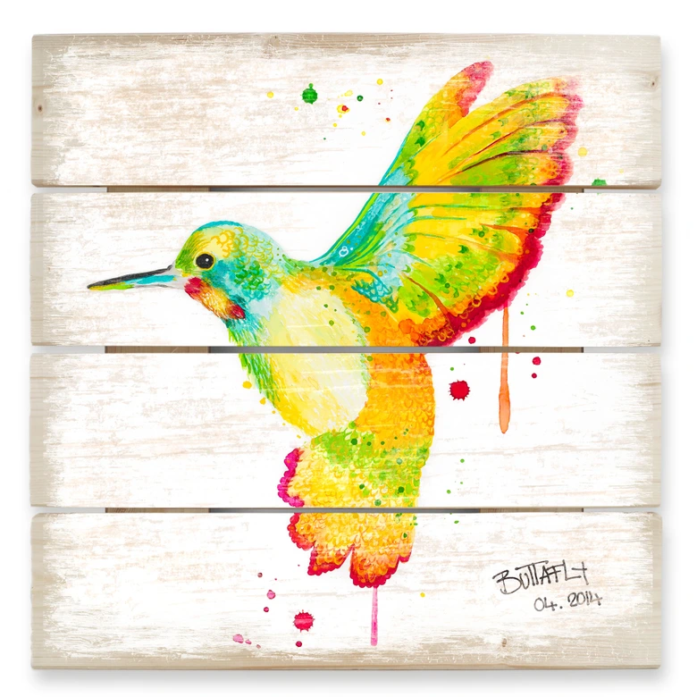 Holzbild Buttafly - Kolibri - 40x41,5 cm 