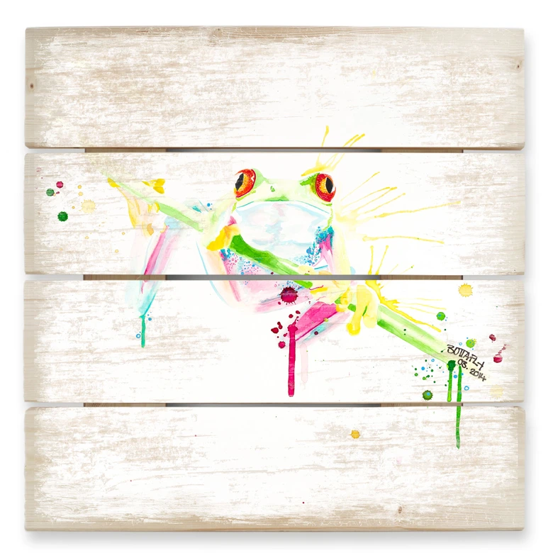 Holzbild Buttafly - Frog - 40x41,5 cm 