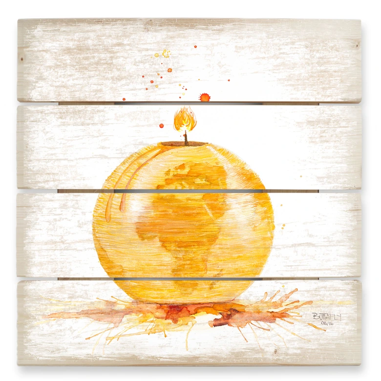 Holzbild Buttafly - Time - 40x41,5 cm 