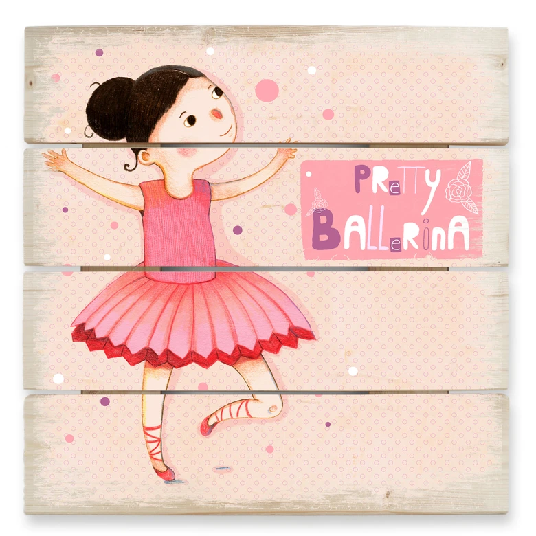 Holzbild Loske - Pretty Ballerina - 40x41,5 cm 