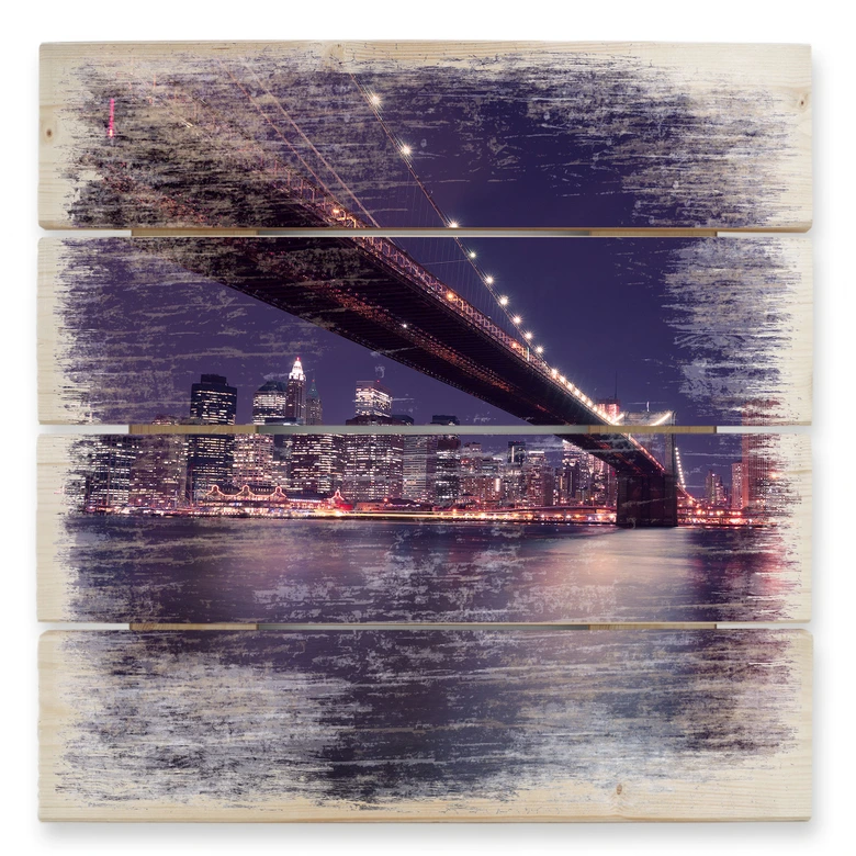 Holzbild Lights in New York City - 40x41,5 cm 