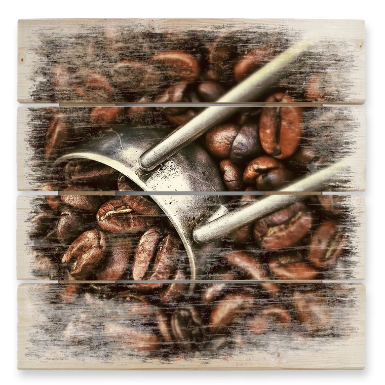 Houten Wanddecoratie Koffiebonen 