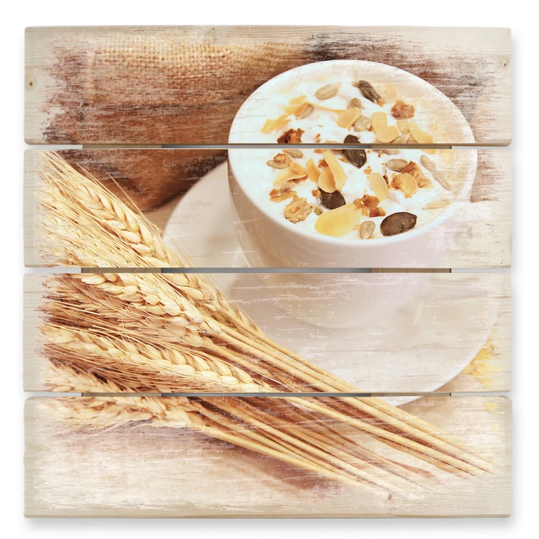 Holzbild Frühstücksstarter - 40x41,5 cm 